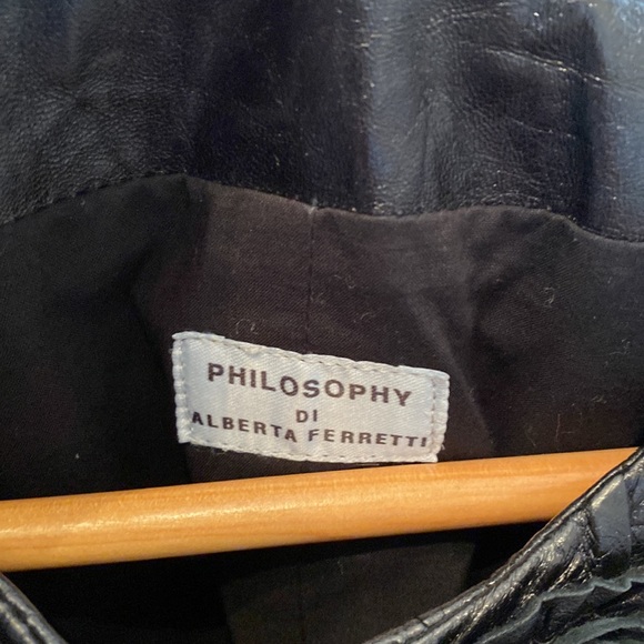 Philosophy di Alberta Ferretti, black leather jacket, size xs - Picture 2 of 13